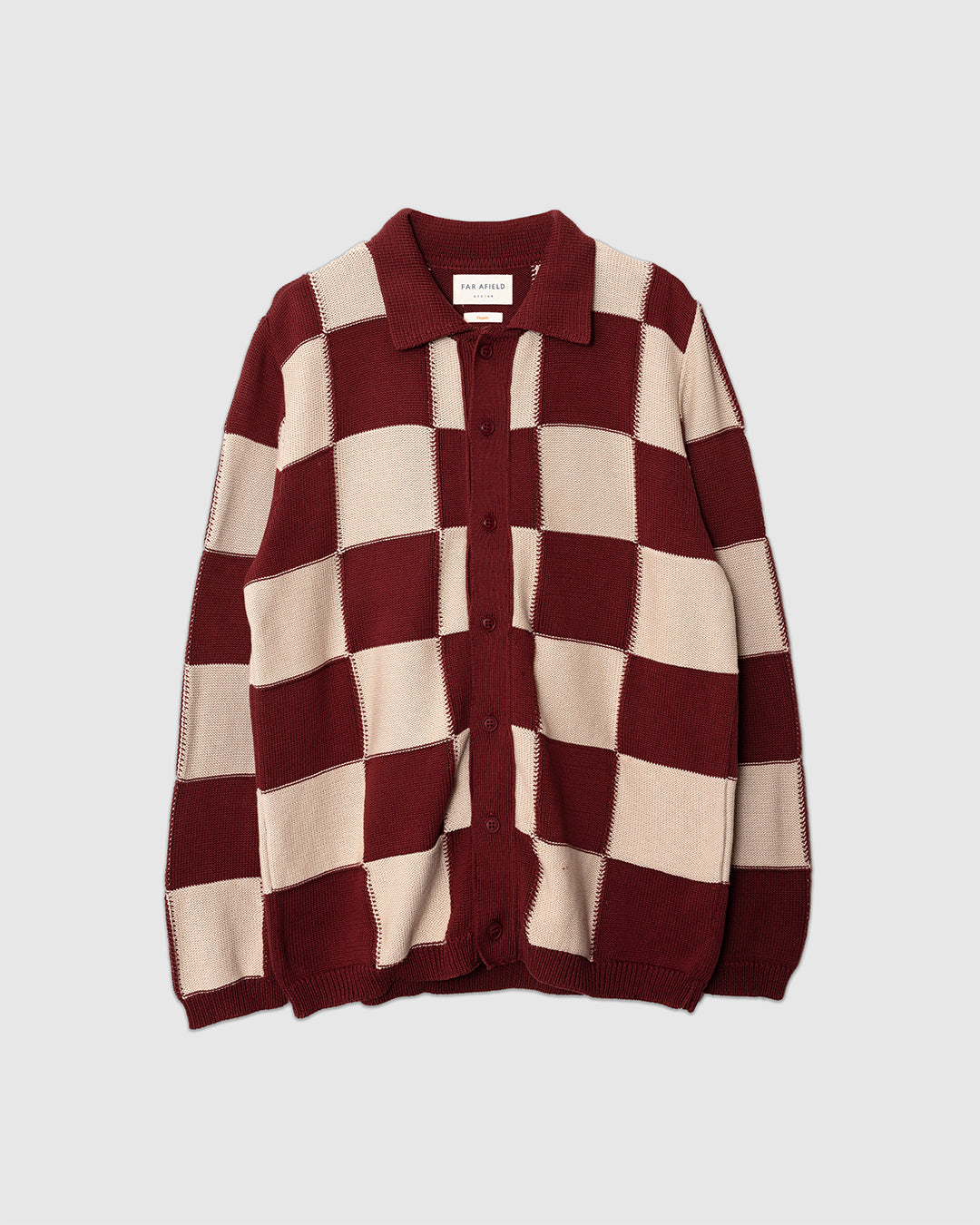 Velzy Knitted L/S Shirt - Square Patchwork Red/Sand Red/Sand