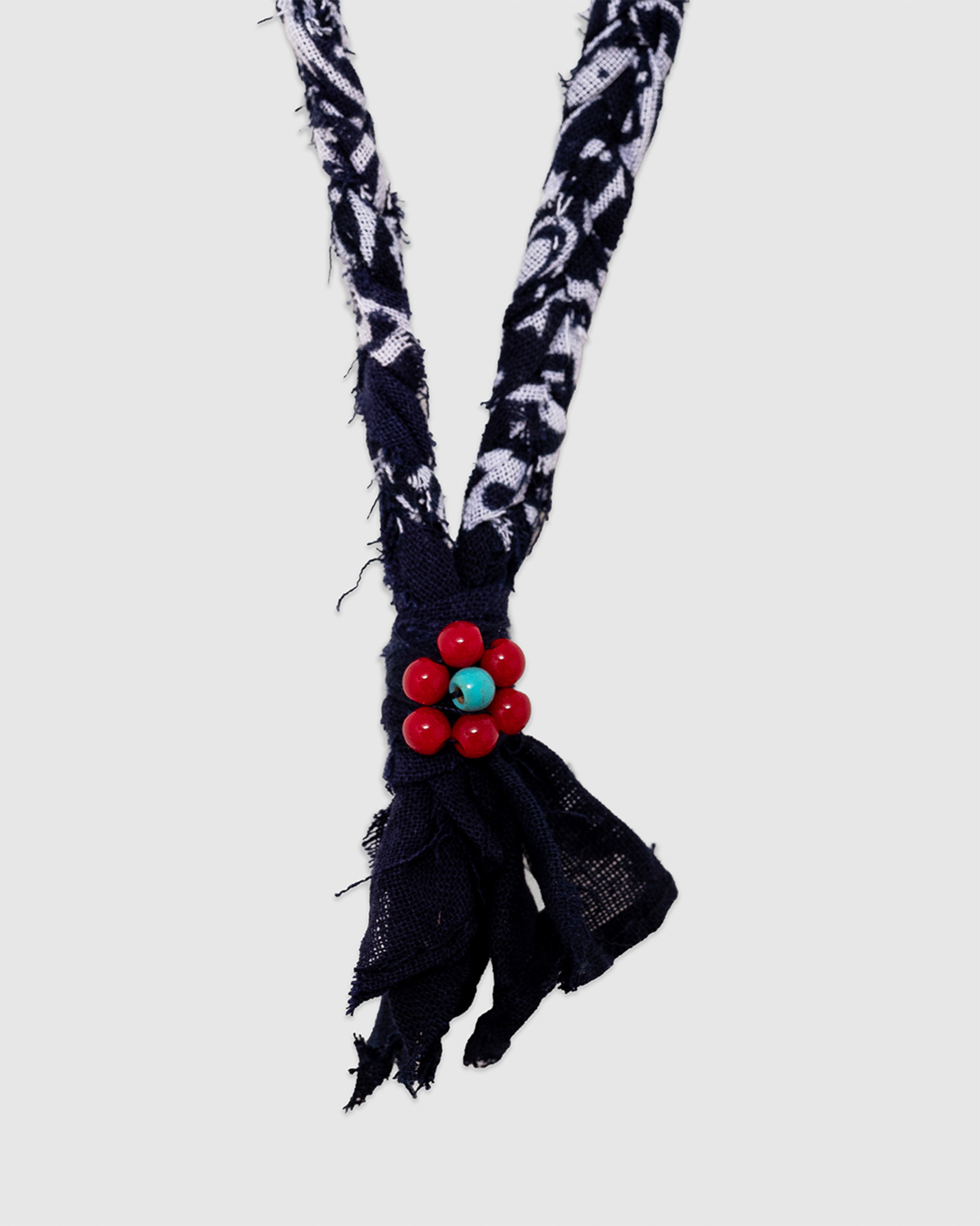 #13 Braided Necklace Blue/Red-Turquoise Flower