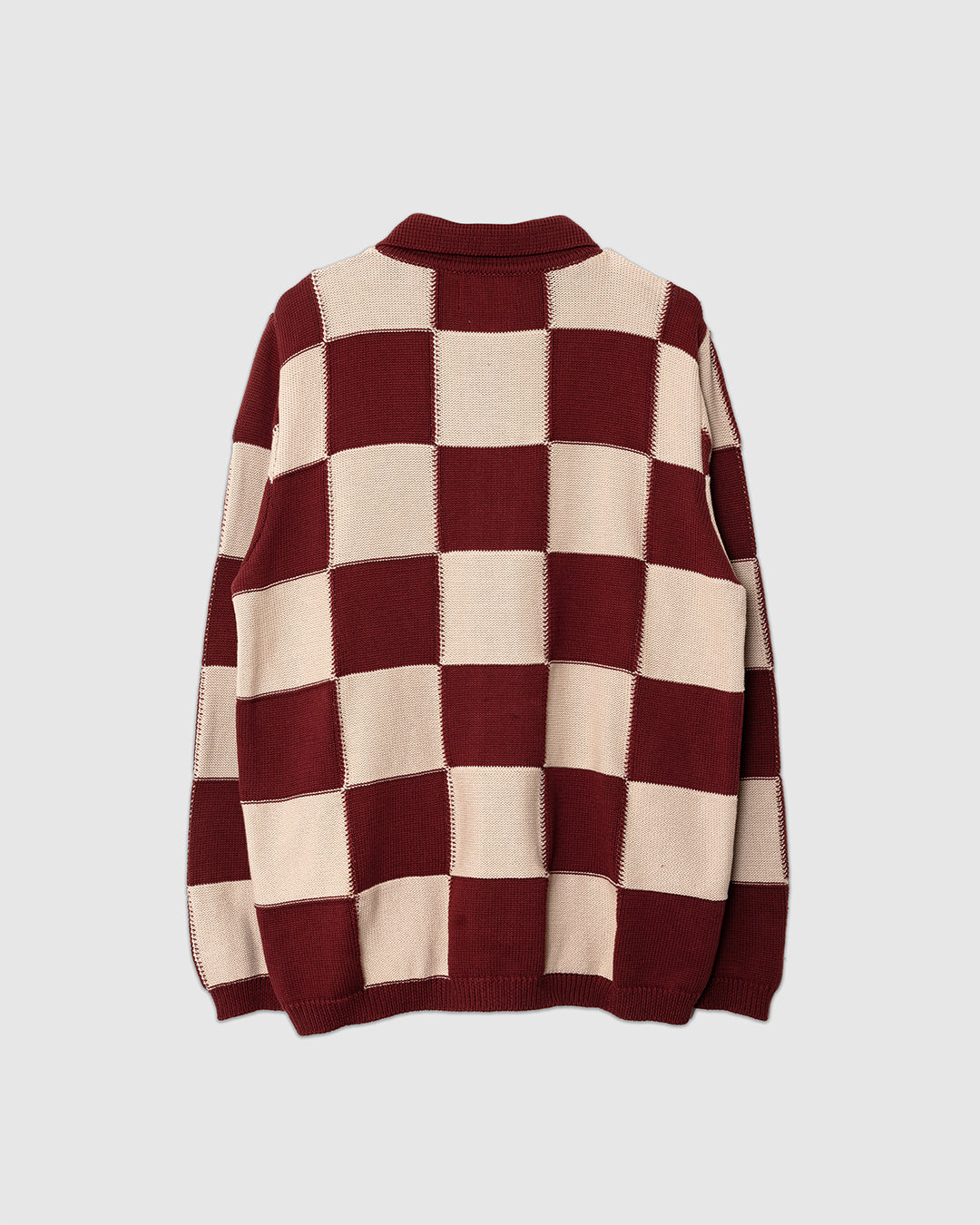 Velzy Knitted L/S Shirt - Square Patchwork Red/Sand Red/Sand
