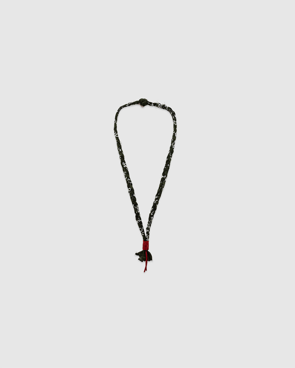 #15 Braided Necklace Military Green/Terracotta Leather