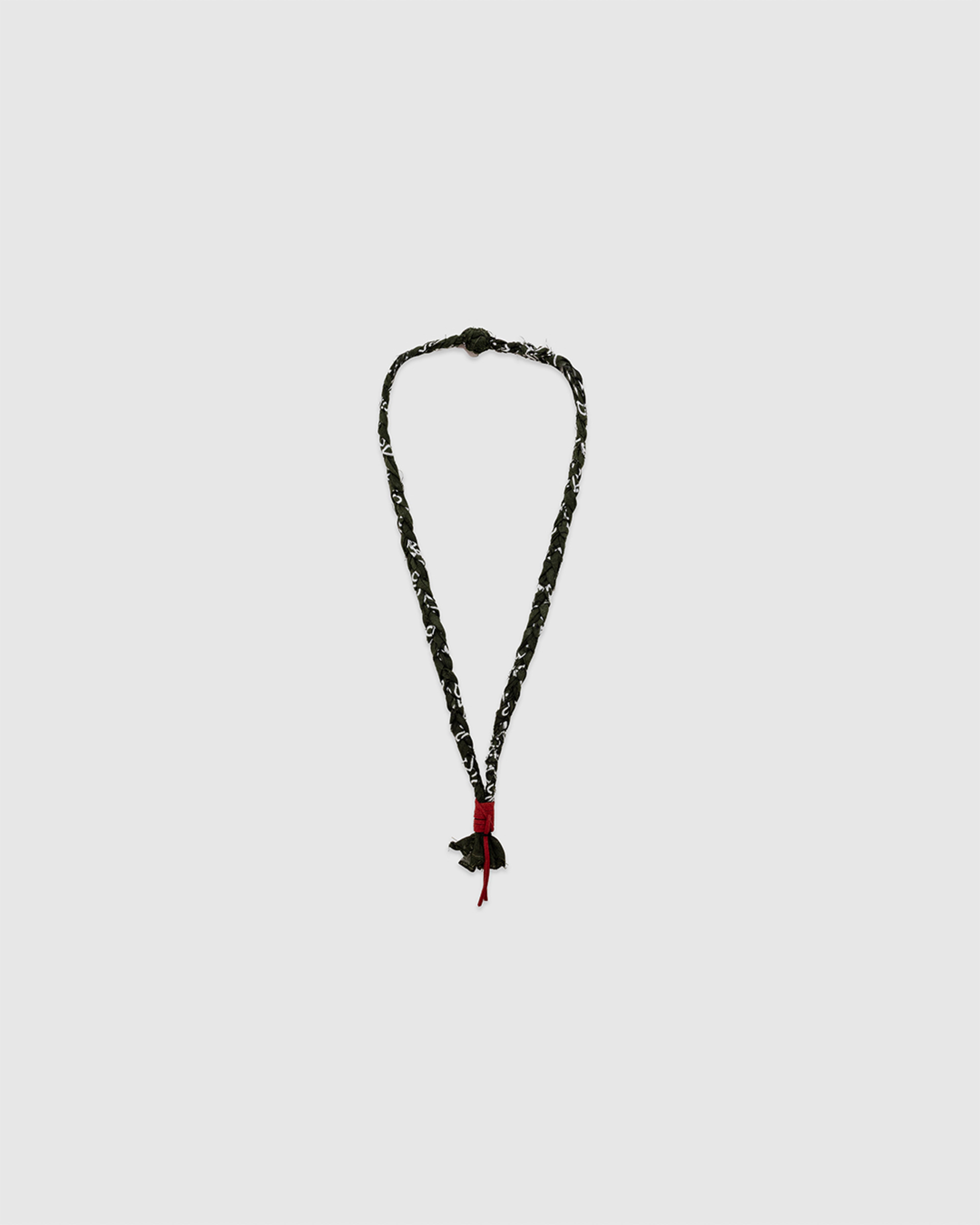 #15 Braided Necklace Military Green/Terracotta Leather