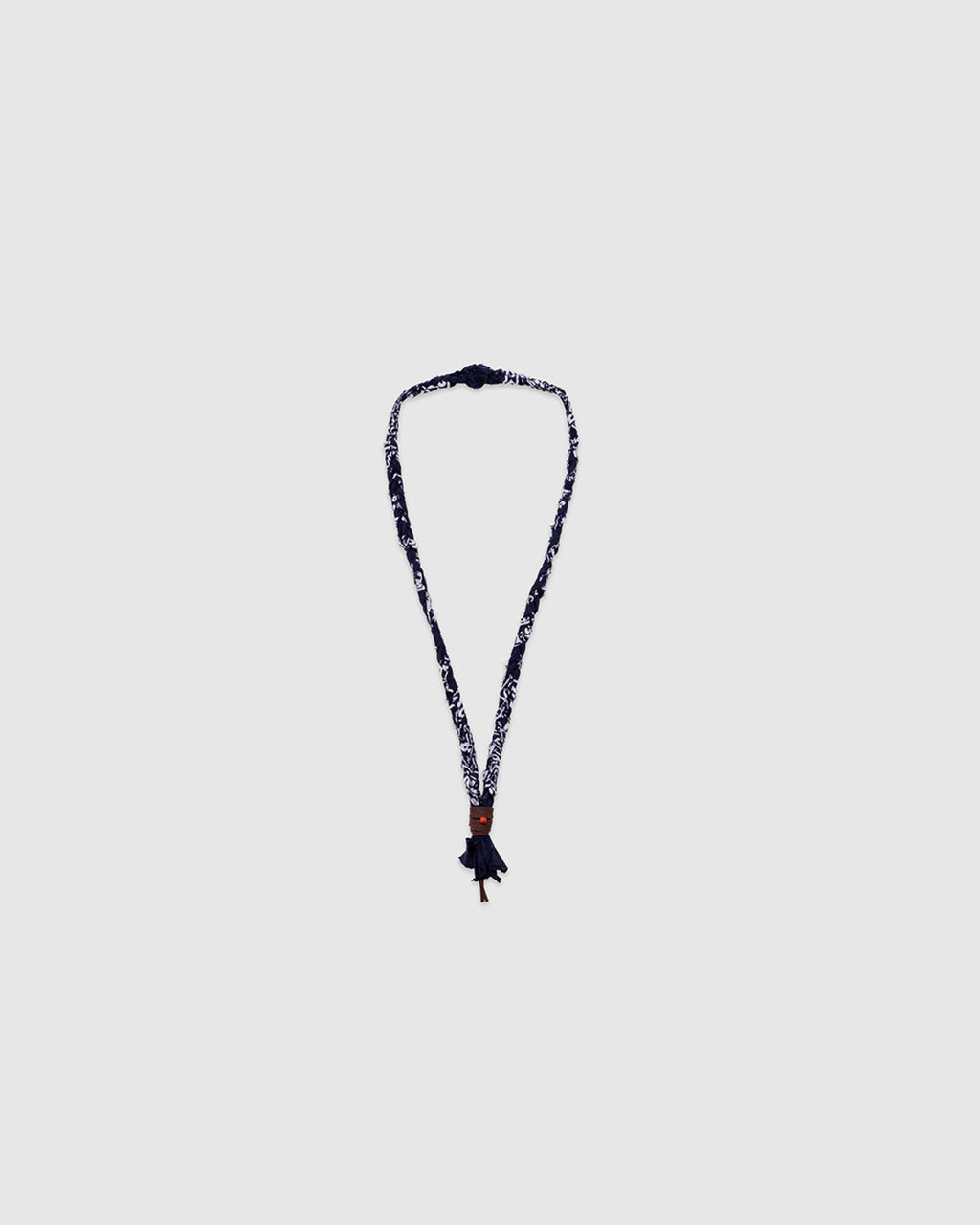 #17 Braided Necklace Blue/Terracotta Bead/Brown Leather