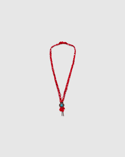 #19 Braided Necklace Limited Edition - Red Bandana/Turquoise Concho