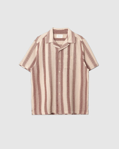 Selleck Shirt - Dobby Stripe Sand/Red Sand/Red