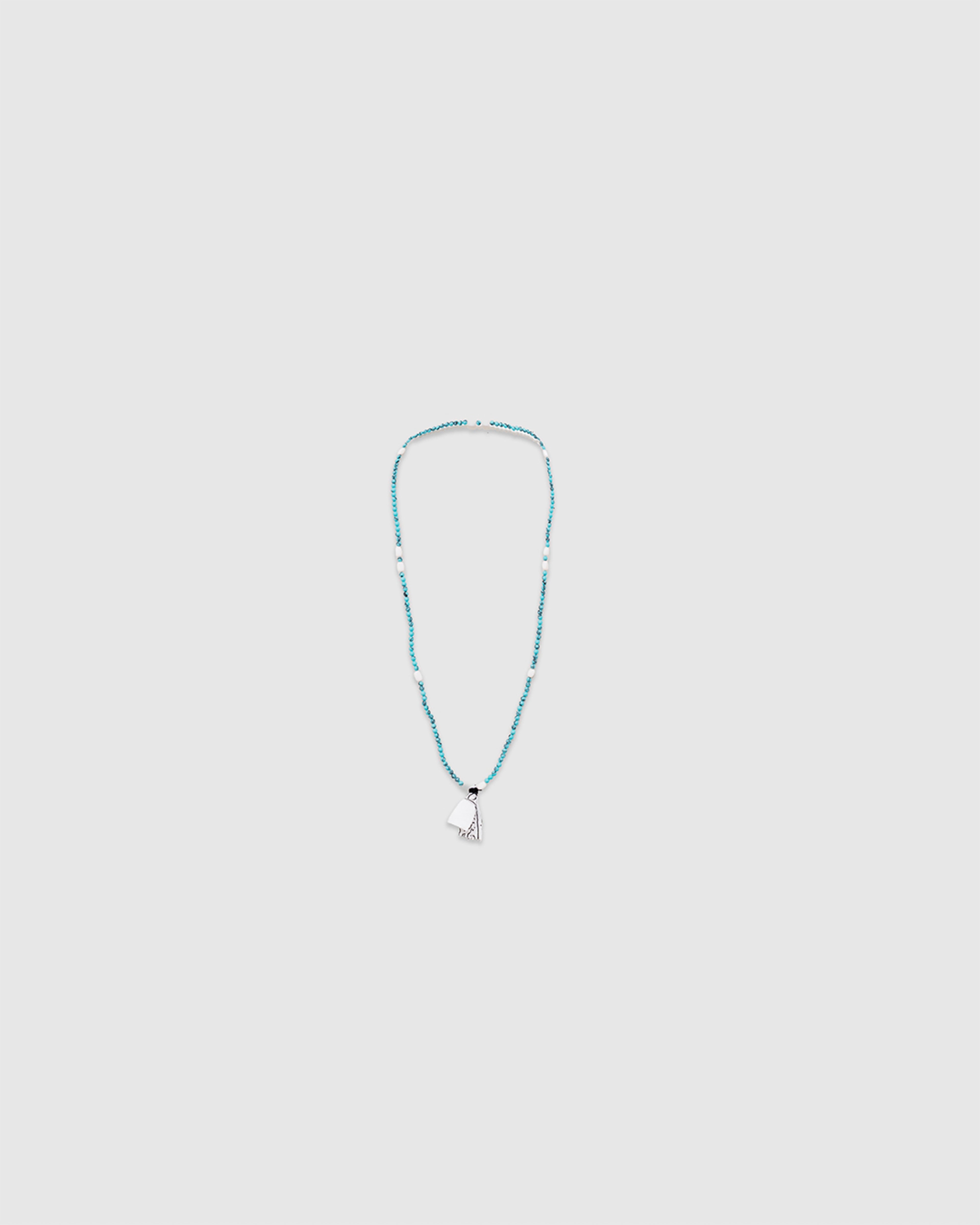 #3 Beaded Necklace Light Turquoise/White/White Bandana
