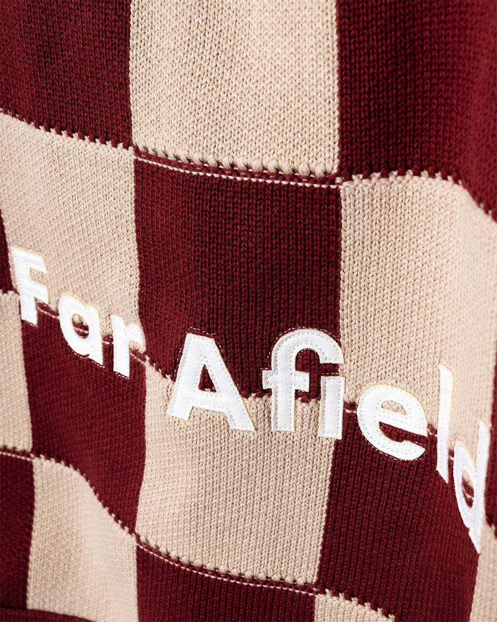 Knitted Tote Bag Red/Sand Square Patchwork Red/Sand