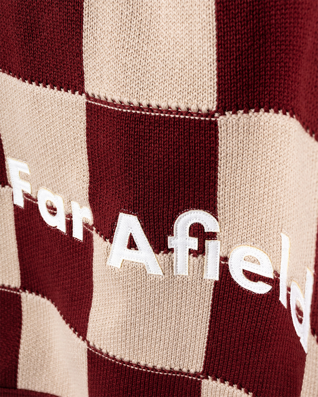 Knitted Tote Bag Red/Sand Square Patchwork Red/Sand