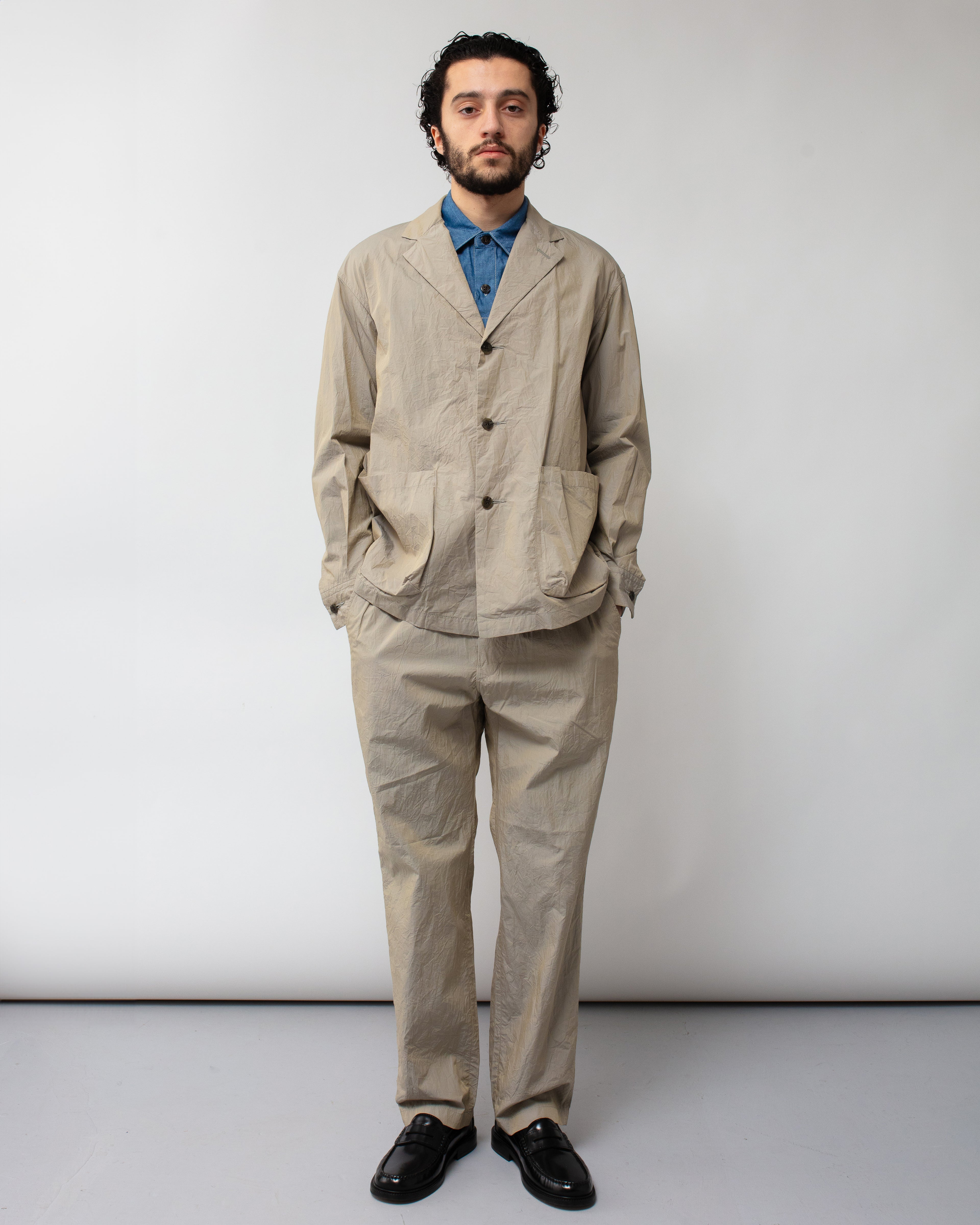 Crinkle Typewriter Work Shirt Jacket Gray