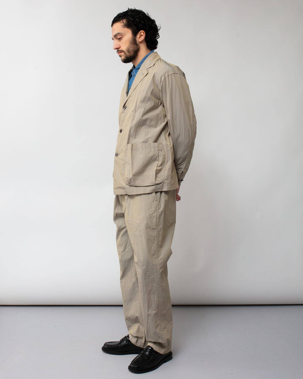 Crinkle Typewriter Work Shirt Jacket Gray