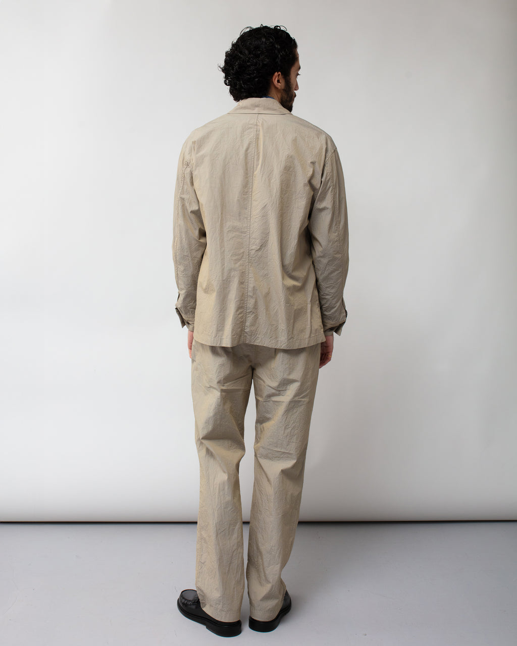 Crinkle Typewriter Work Shirt Jacket Gray