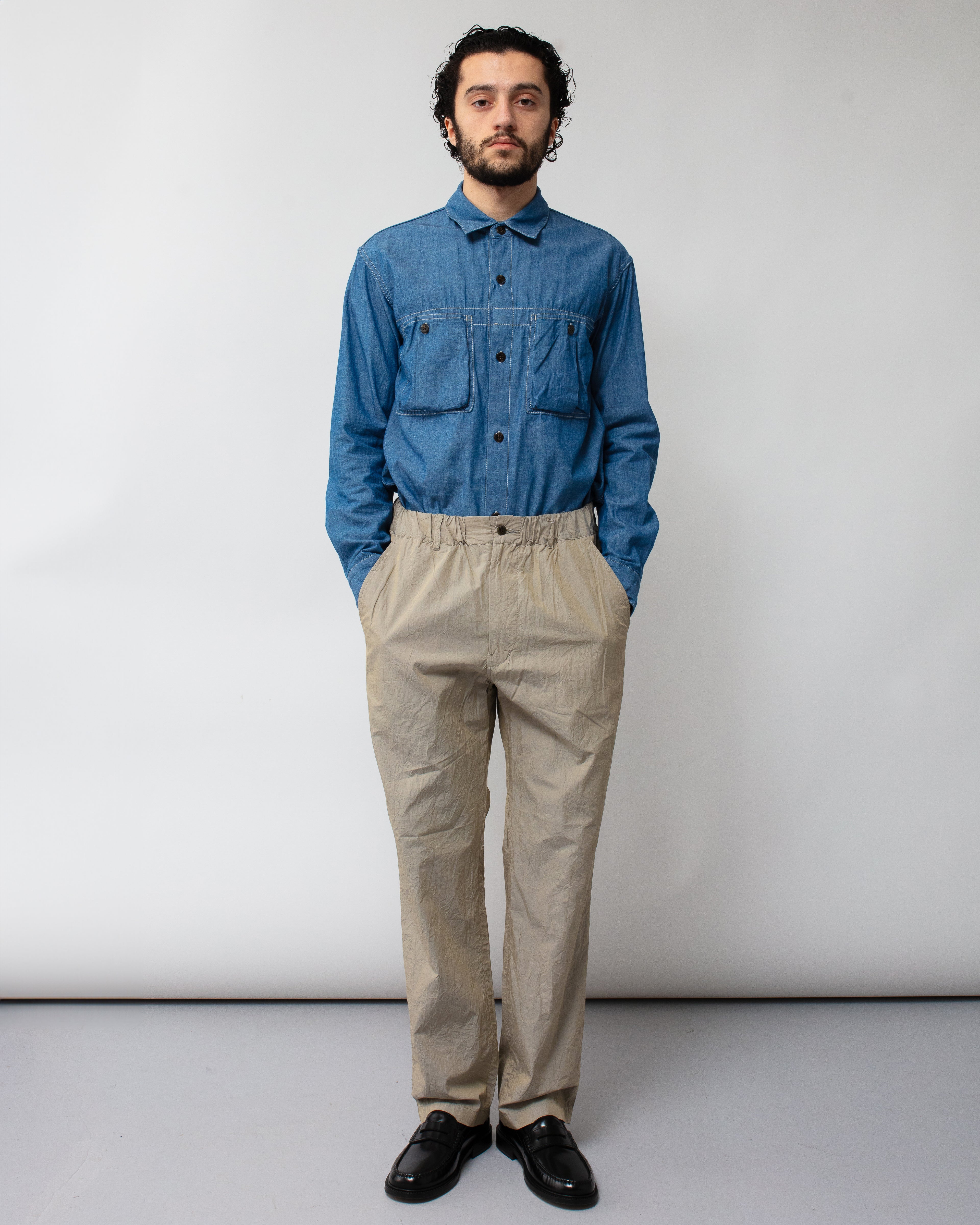 Crinkle Typewriter Tapered Easy Pant Gray