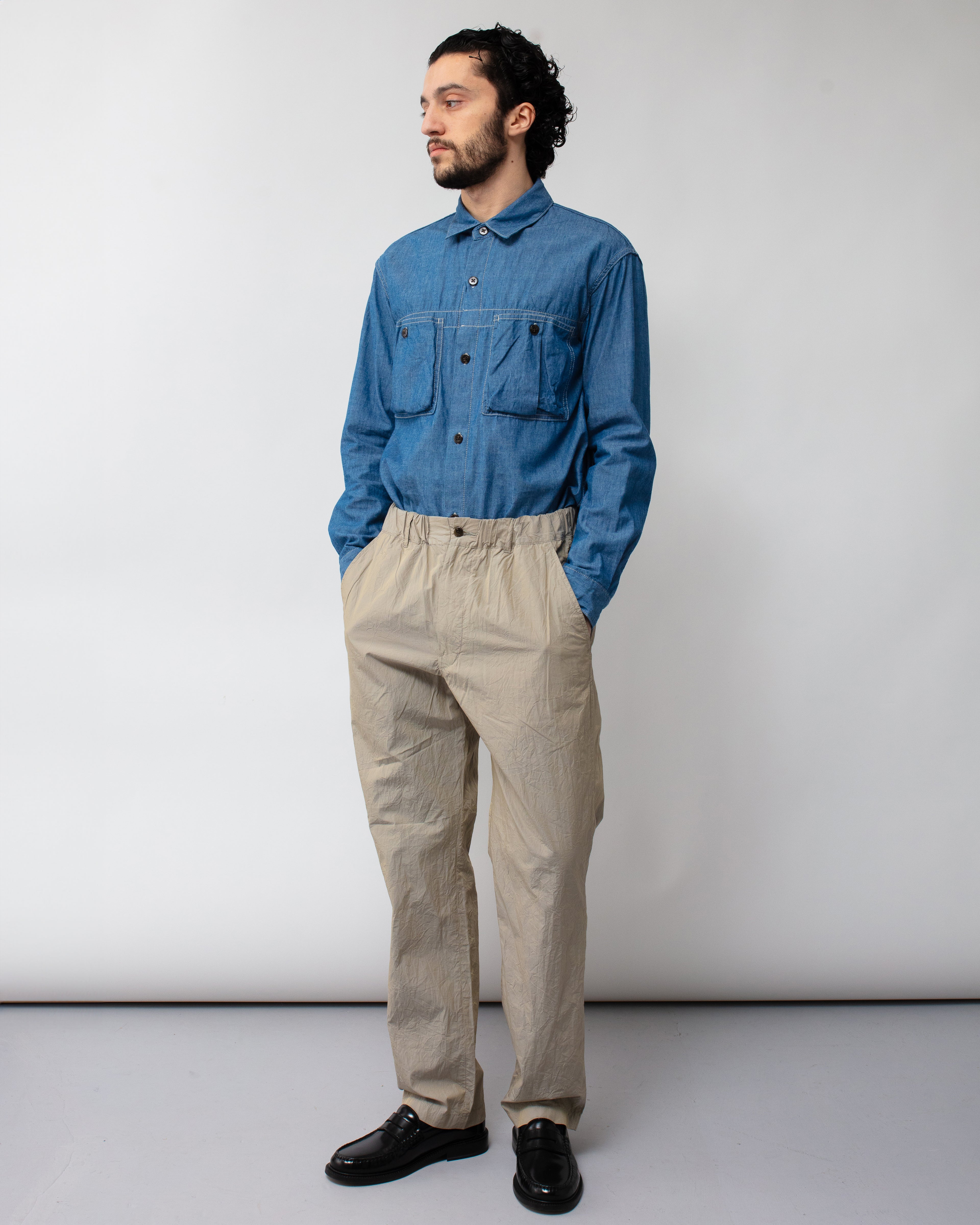Crinkle Typewriter Tapered Easy Pant Gray