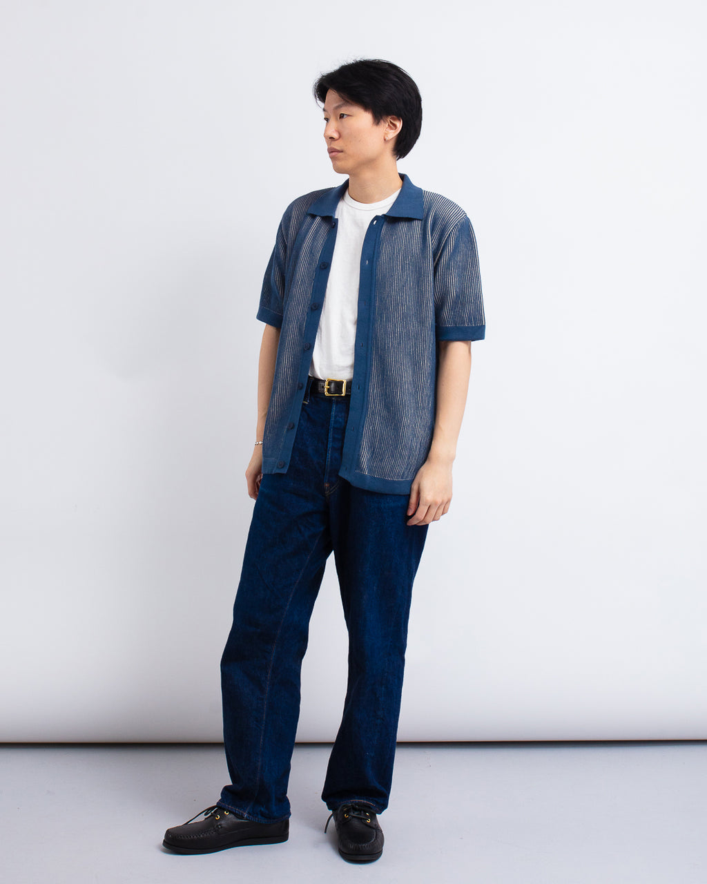 Velzy Knitted Shirt - Helio Stripe Blue/Sand Blue/Sand