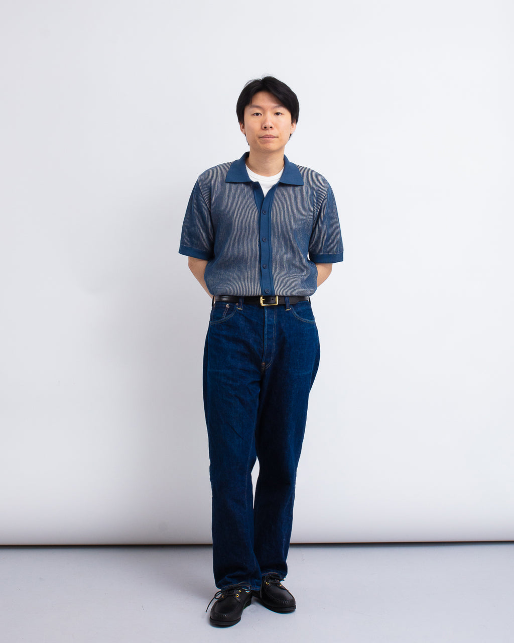 Velzy Knitted Shirt - Helio Stripe Blue/Sand Blue/Sand