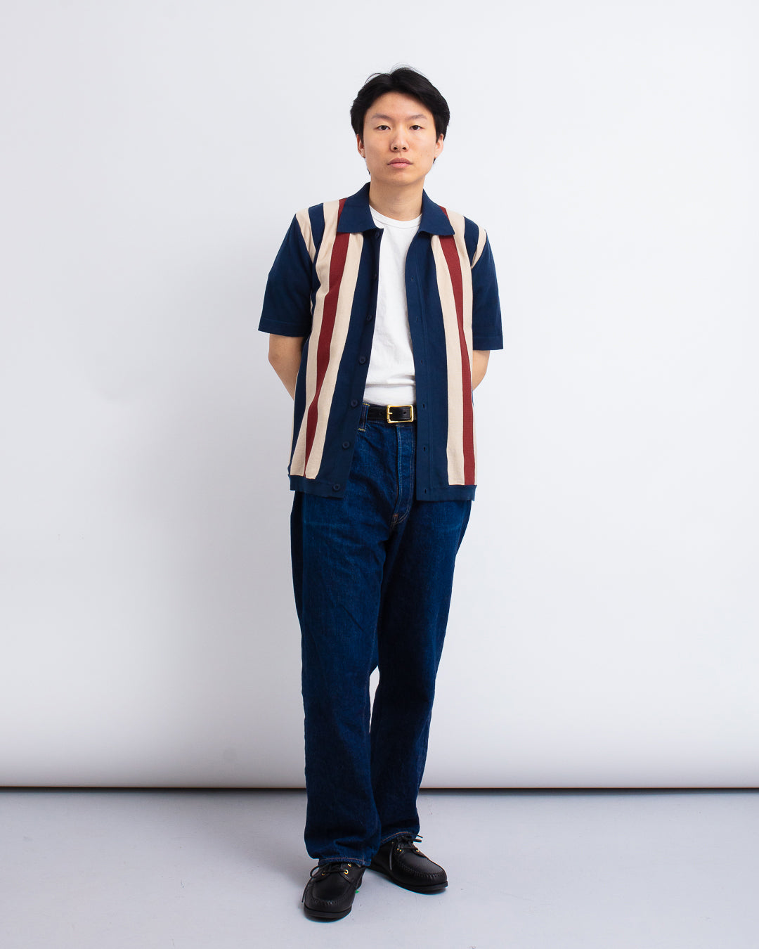 Velzy Knitted Shirt - Simple Stripe Navy/Multi Navy/Multi