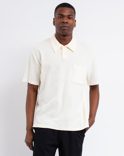 Newlyn Polo Light Weight Terry Ecru