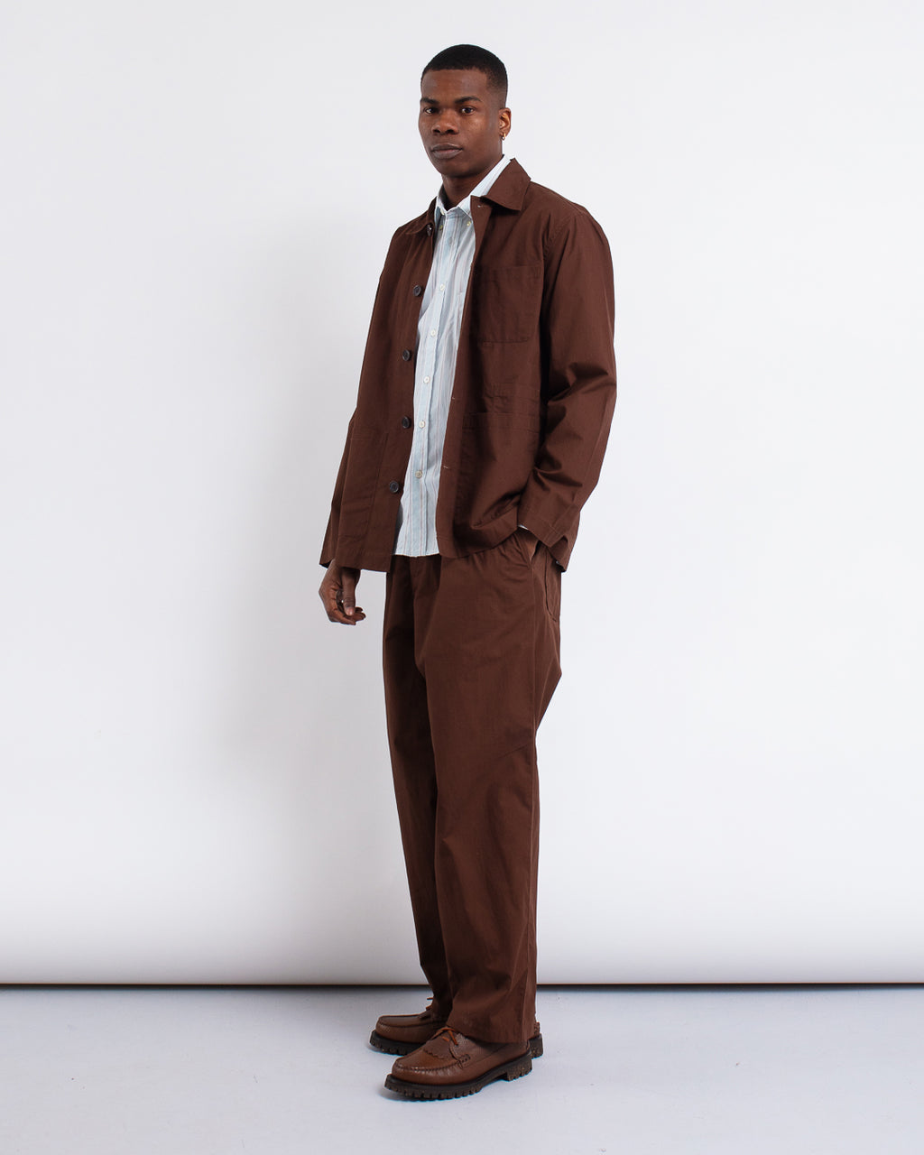 Bakers Overshirt Peached Poplin Brown