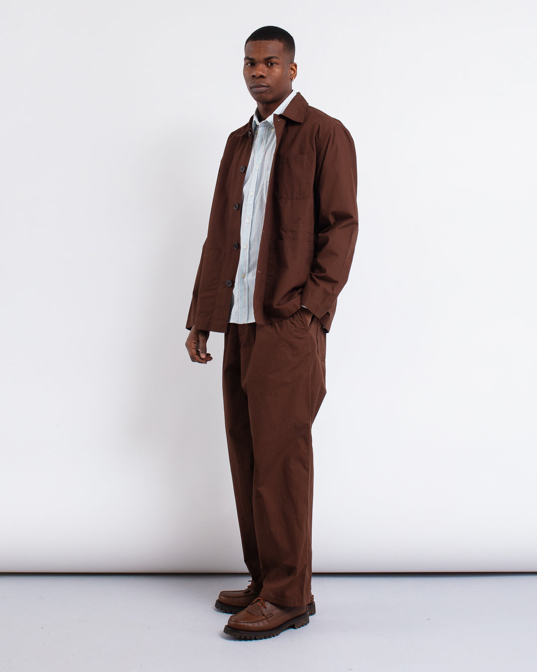 Bakers Overshirt Peached Poplin Brown
