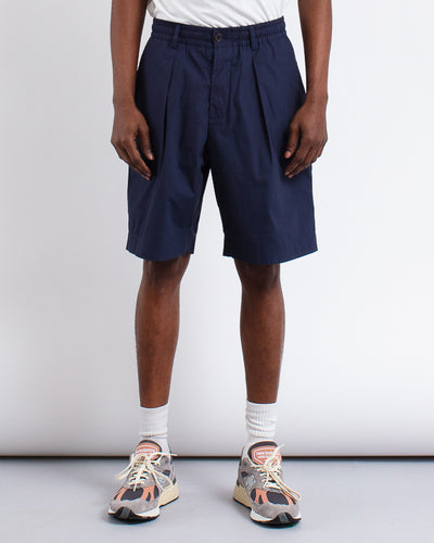 Pleated Track Short Peached Poplin Navy