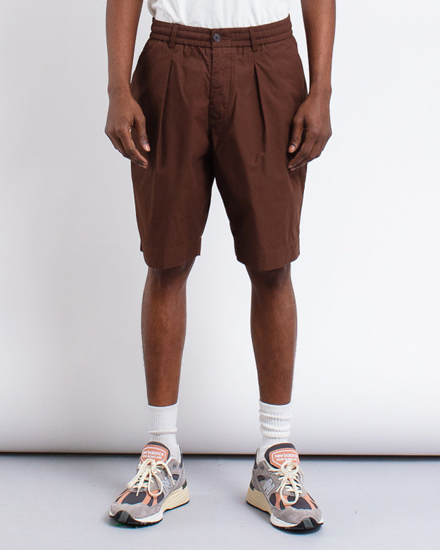 Pleated Track Short Peached Poplin Brown