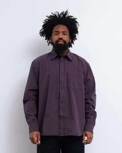 Espevik Oversize Poplin Check Shirt Dark Navy