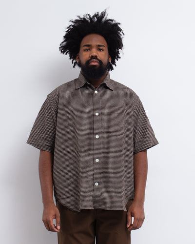 Espevik Oversized Micro Check SS Shirt Taupe