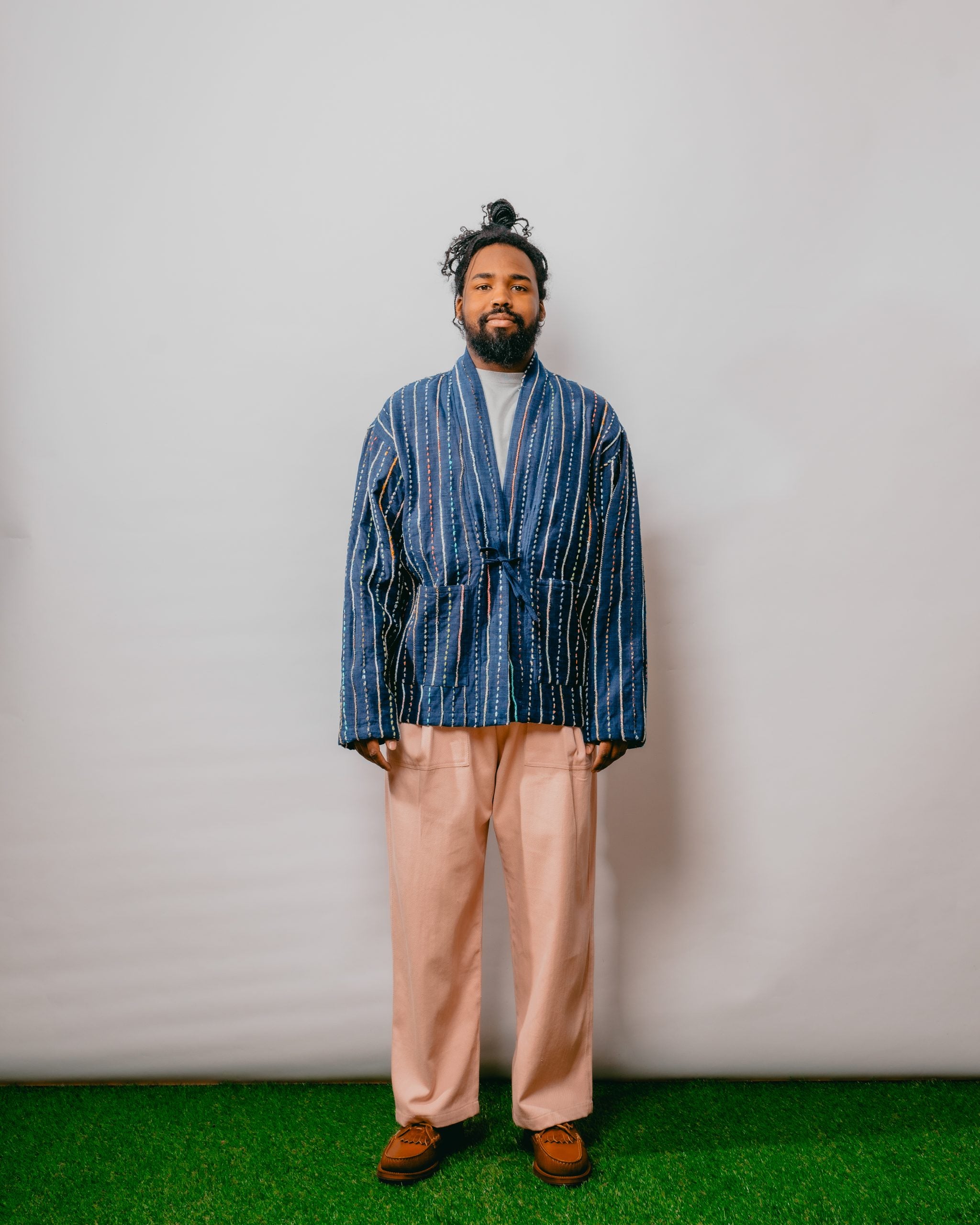 Craft Osaka Kimono Upcycled w/ Hand Embroidery - Indigo