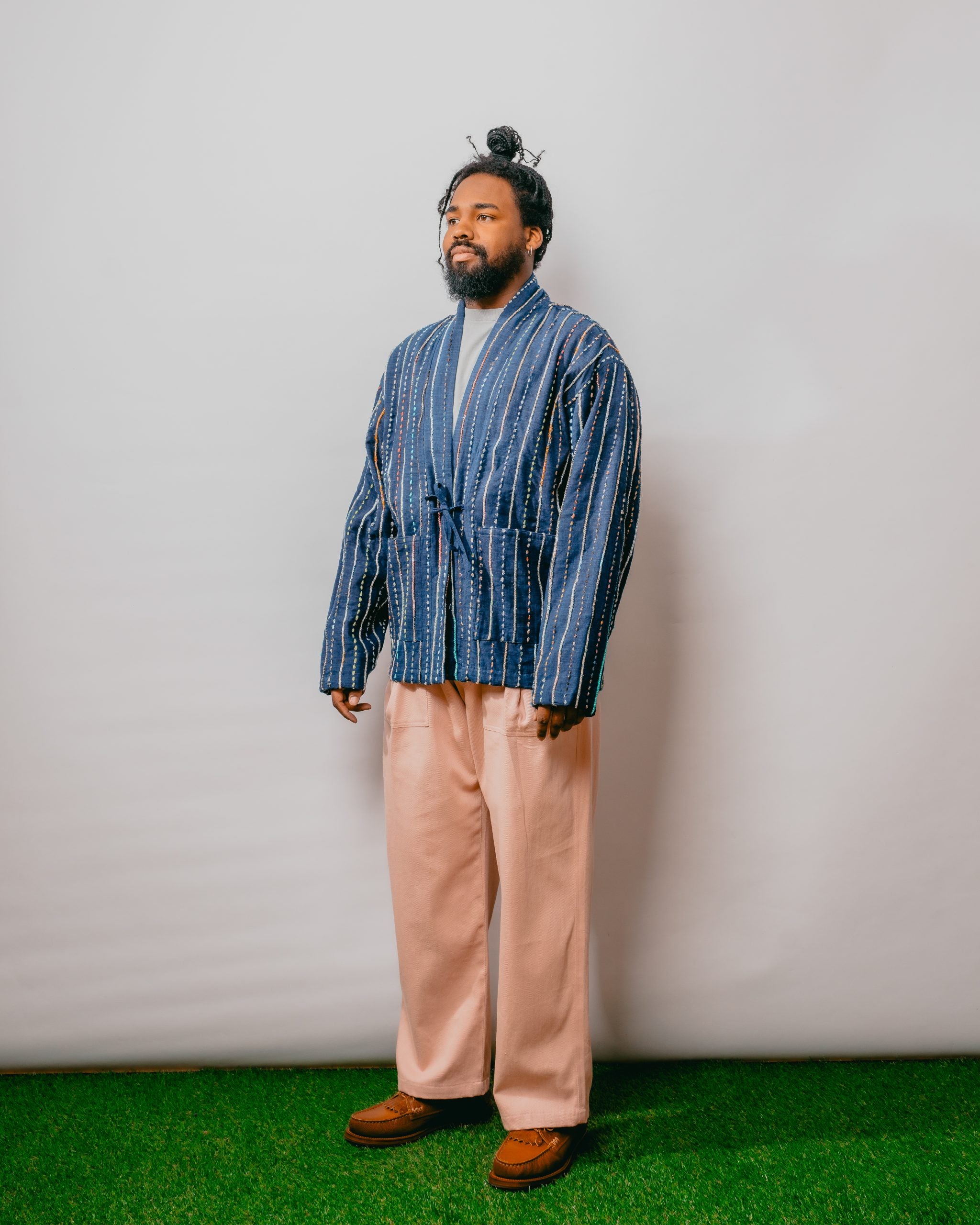 Craft Osaka Kimono Upcycled w/ Hand Embroidery - Indigo