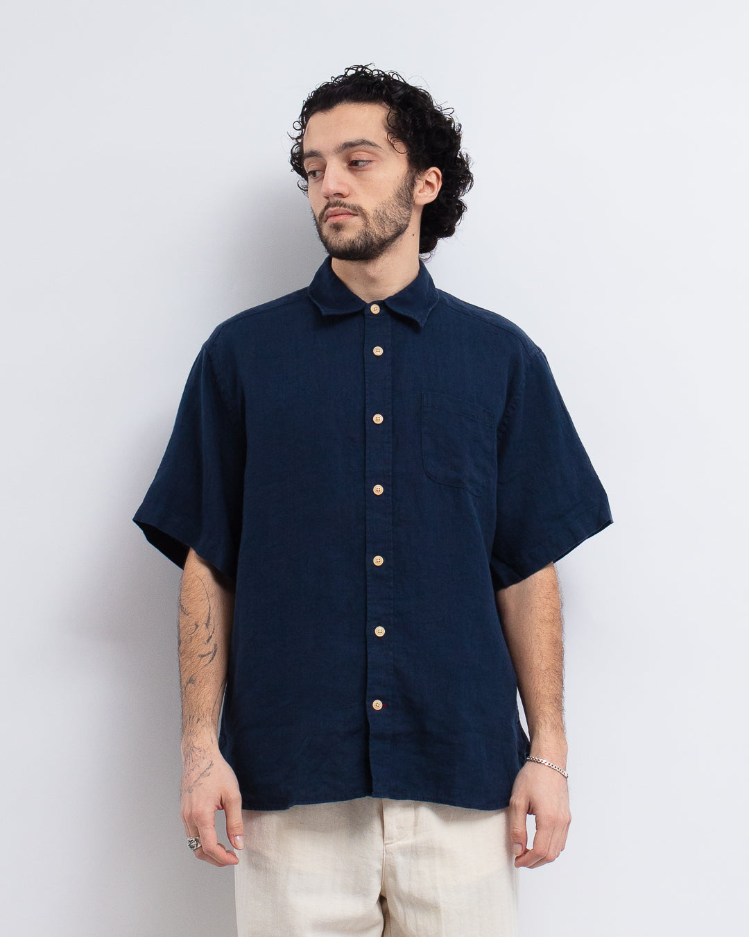 Atlanta Shirt Linen Padworth Navy
