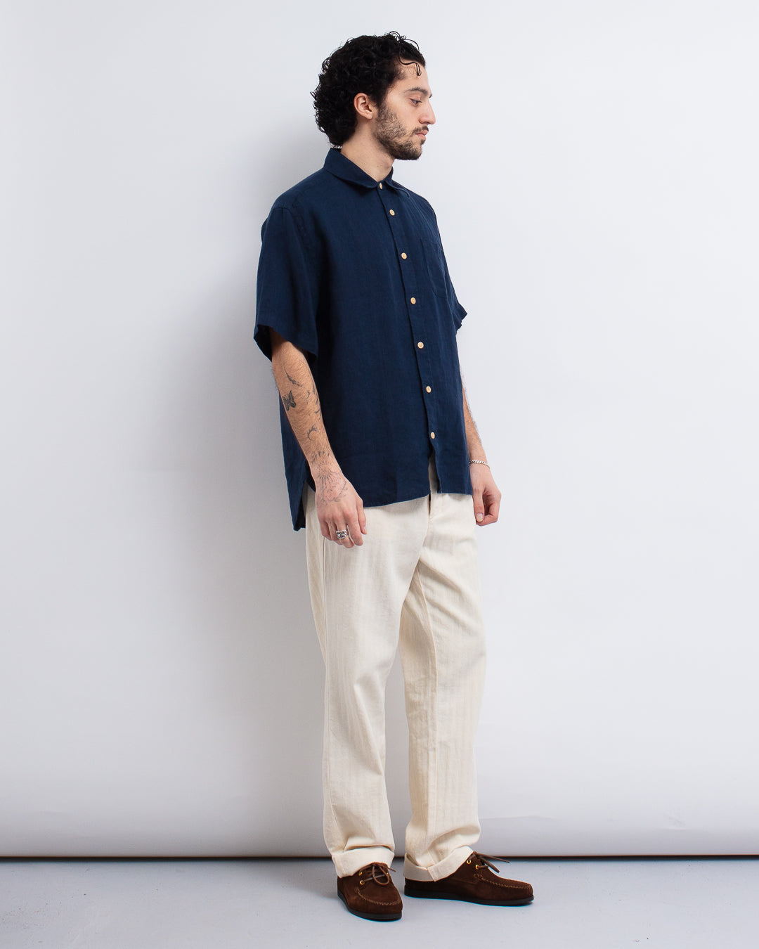 Atlanta Shirt Linen Padworth Navy