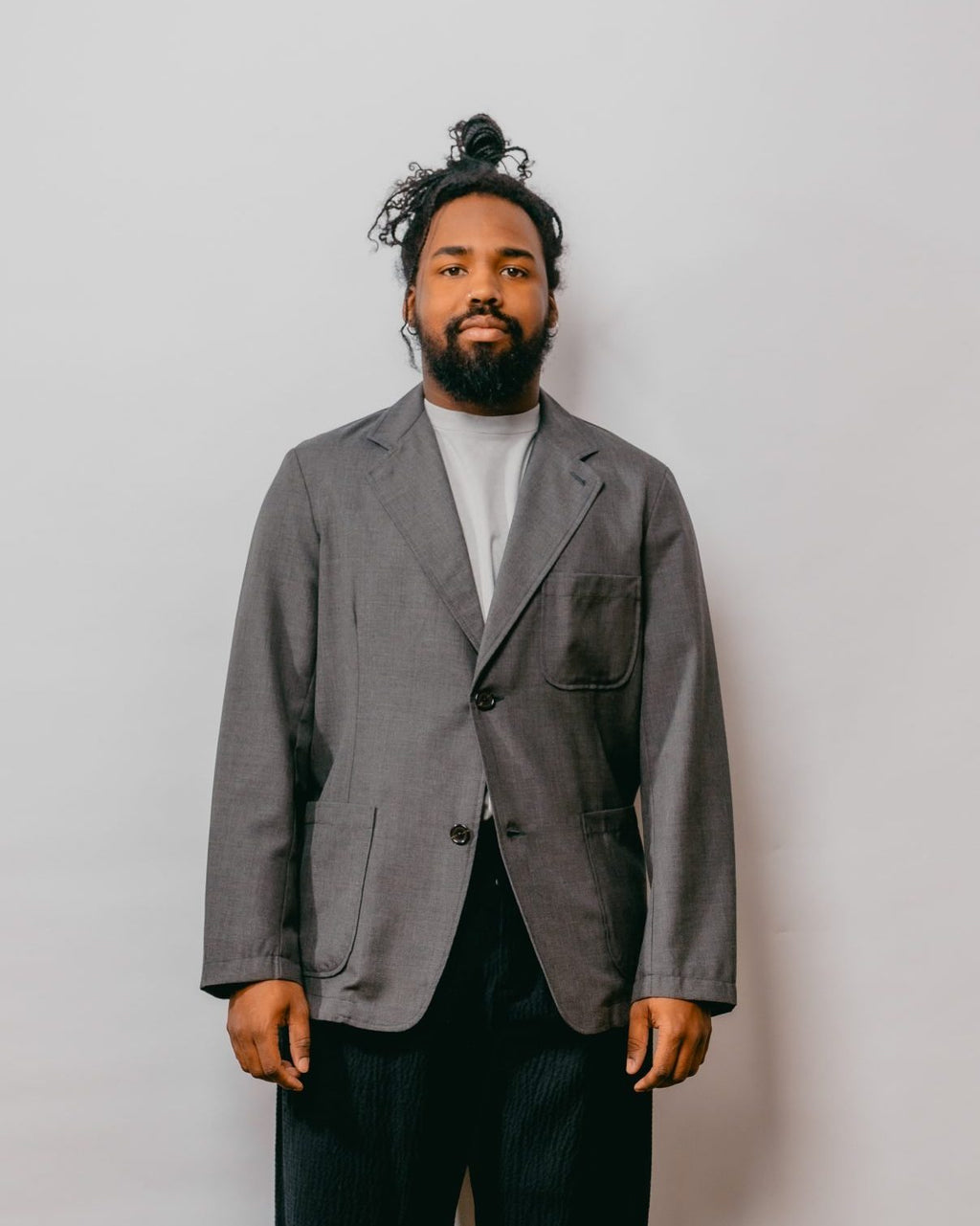 Two Button Jacket Tropical Suiting - Grey Marl