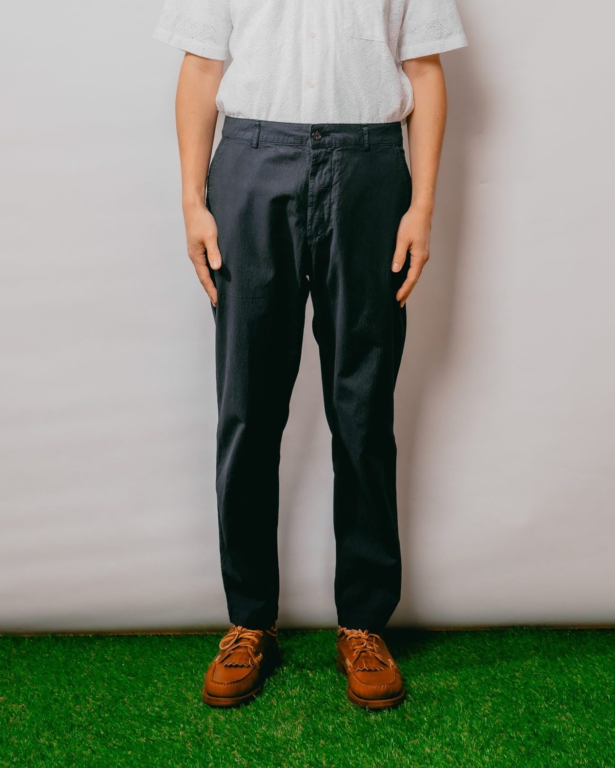 Military Chino in Seersucker ll  - Navy