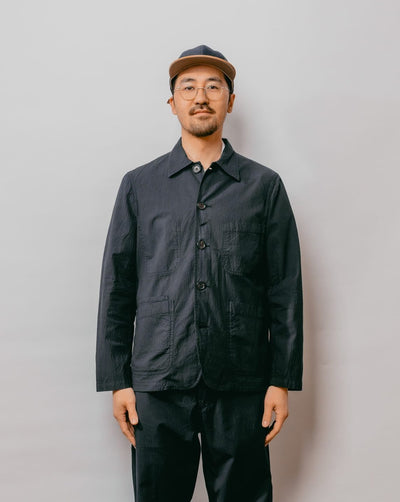 Bakers C Jacket in Seersucker ll - Navy