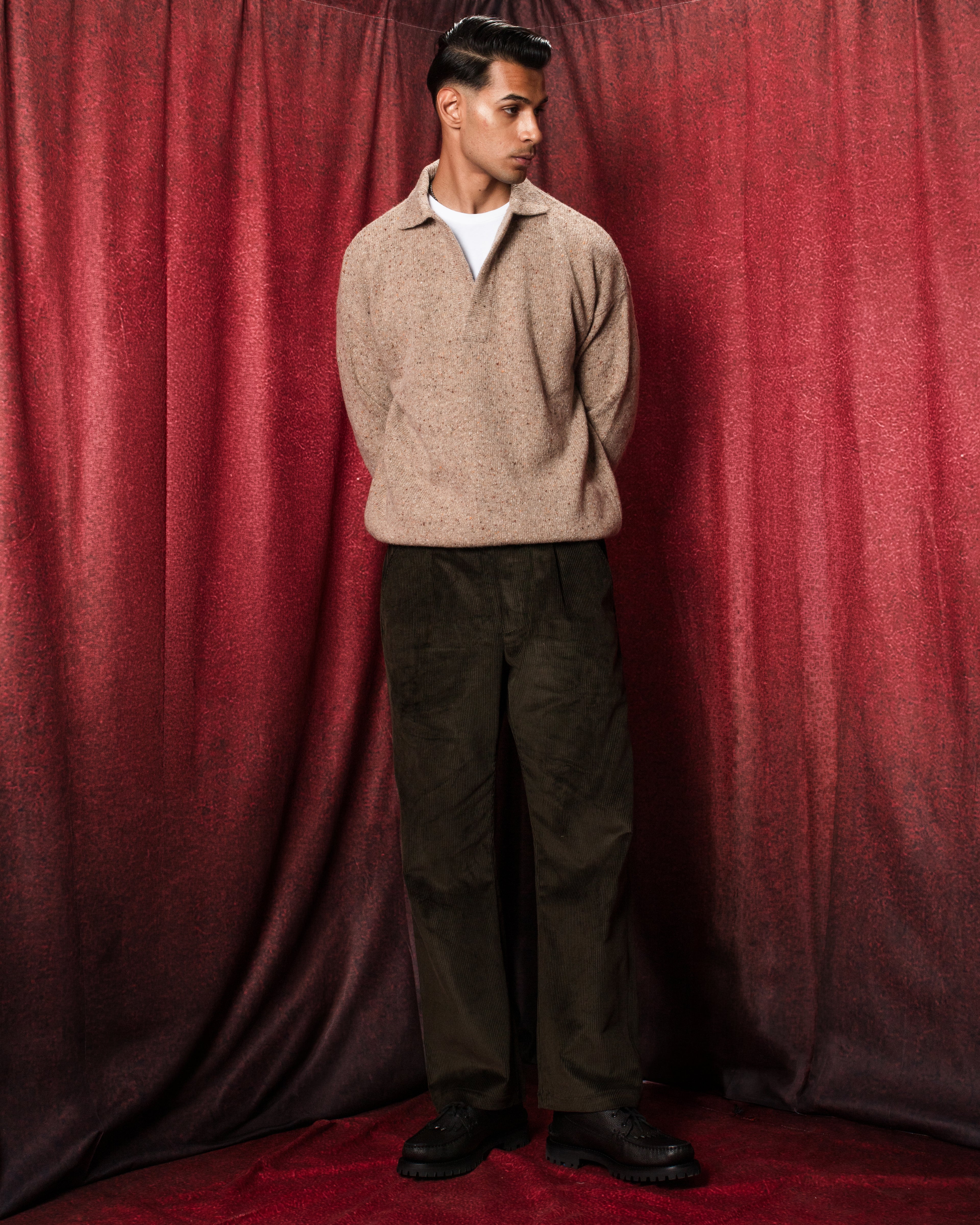 Allez Wool Knit Polo Super Wool Beige