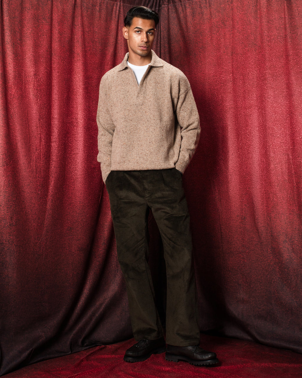 Allez Wool Knit Polo Super Wool Beige