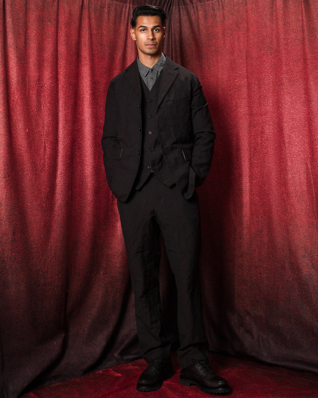 Tumble Washed Three-button Tailored Jacket Brown