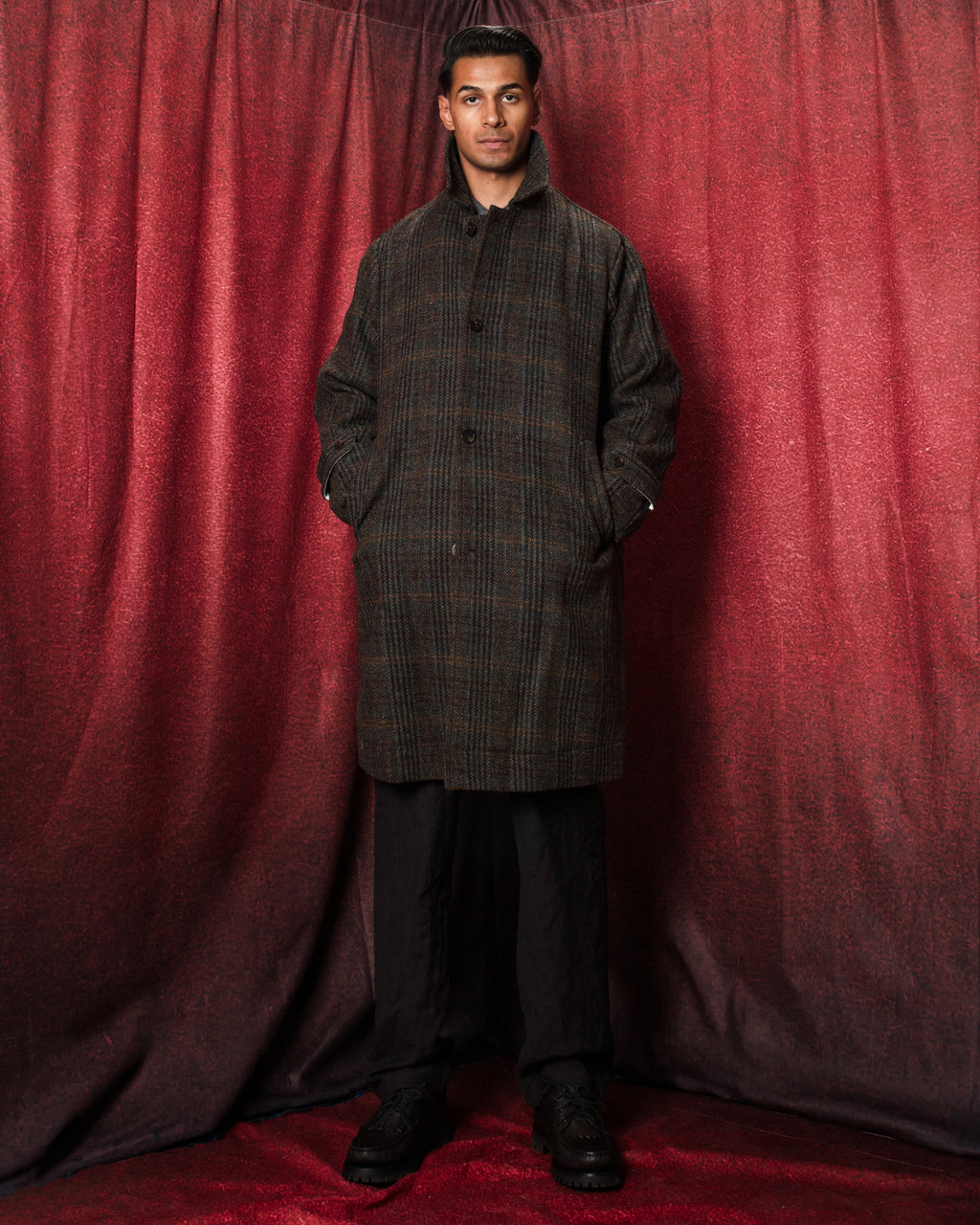Harris Tweed Balmacaan Overcoat Check