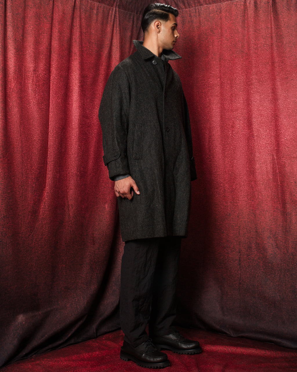 Harris Tweed Balmacaan Overcoat Herringbone