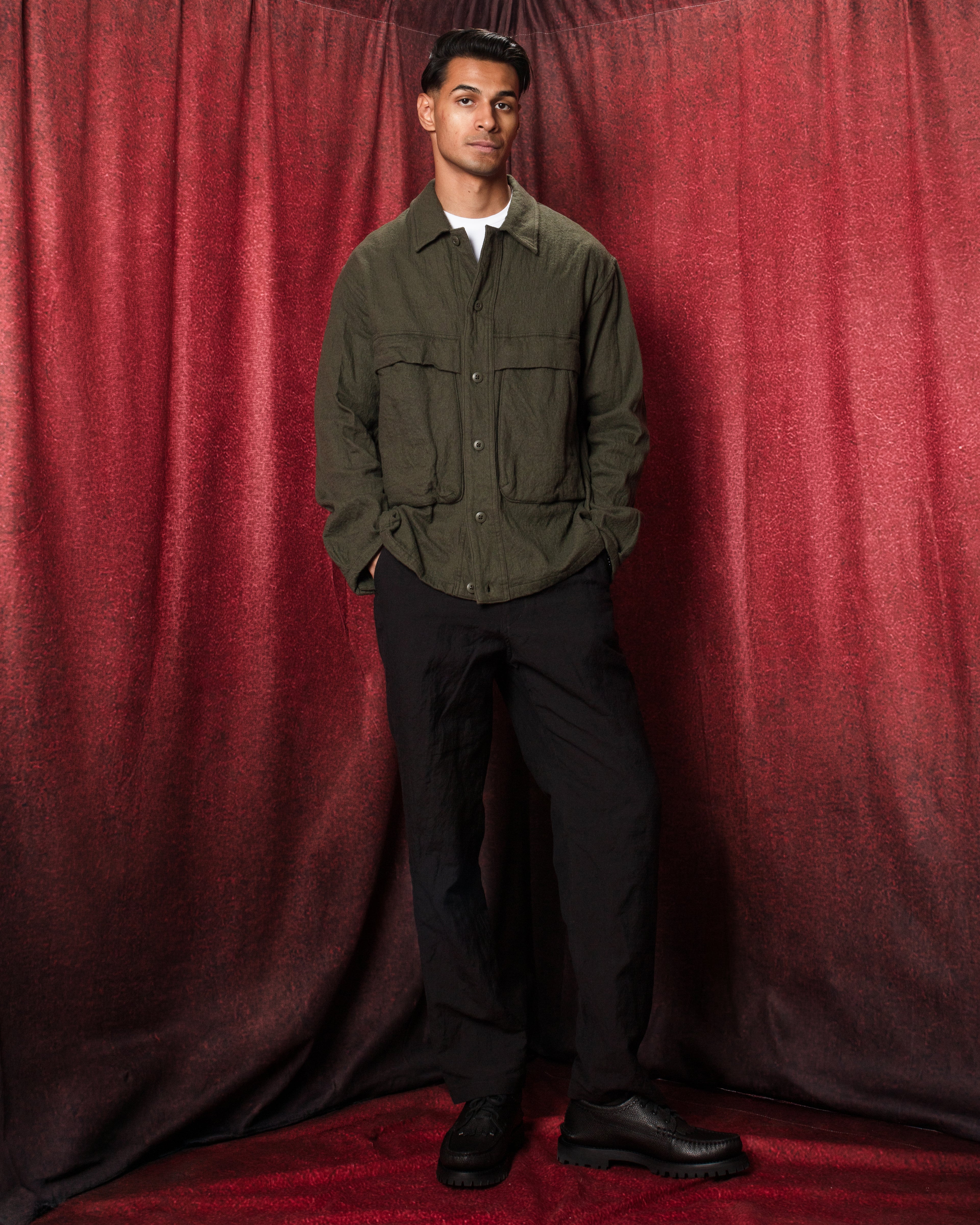 Washed Twill Shirt Jacket Olive
