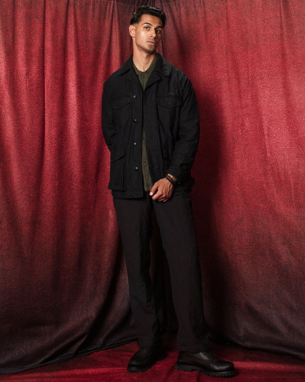 Back Satin M-47 Style Jacket Black