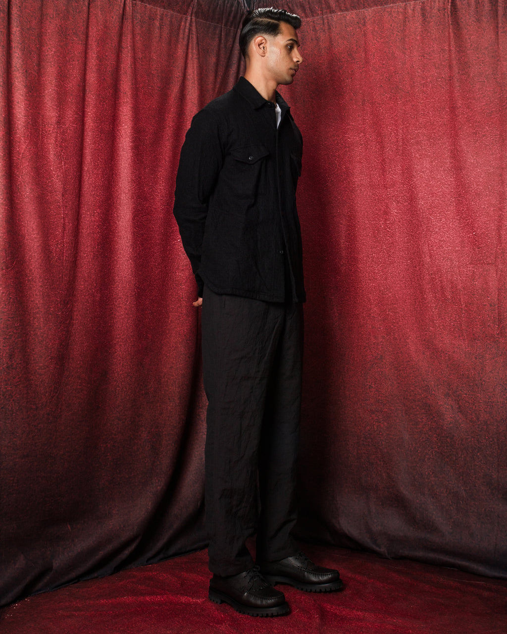 Washed Twill Work Shirt Black
