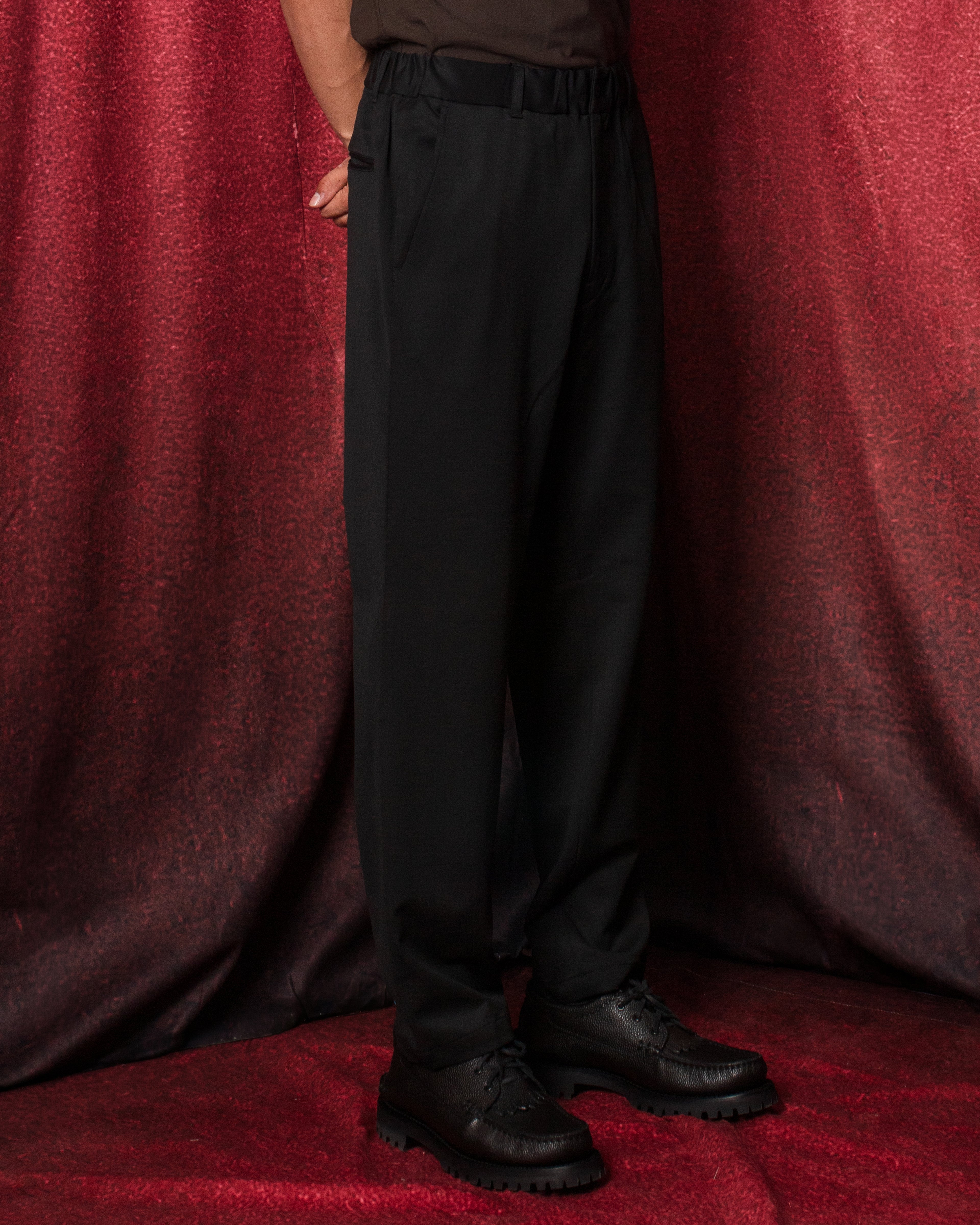 Twill Stretch Tapered Easy Pants Black