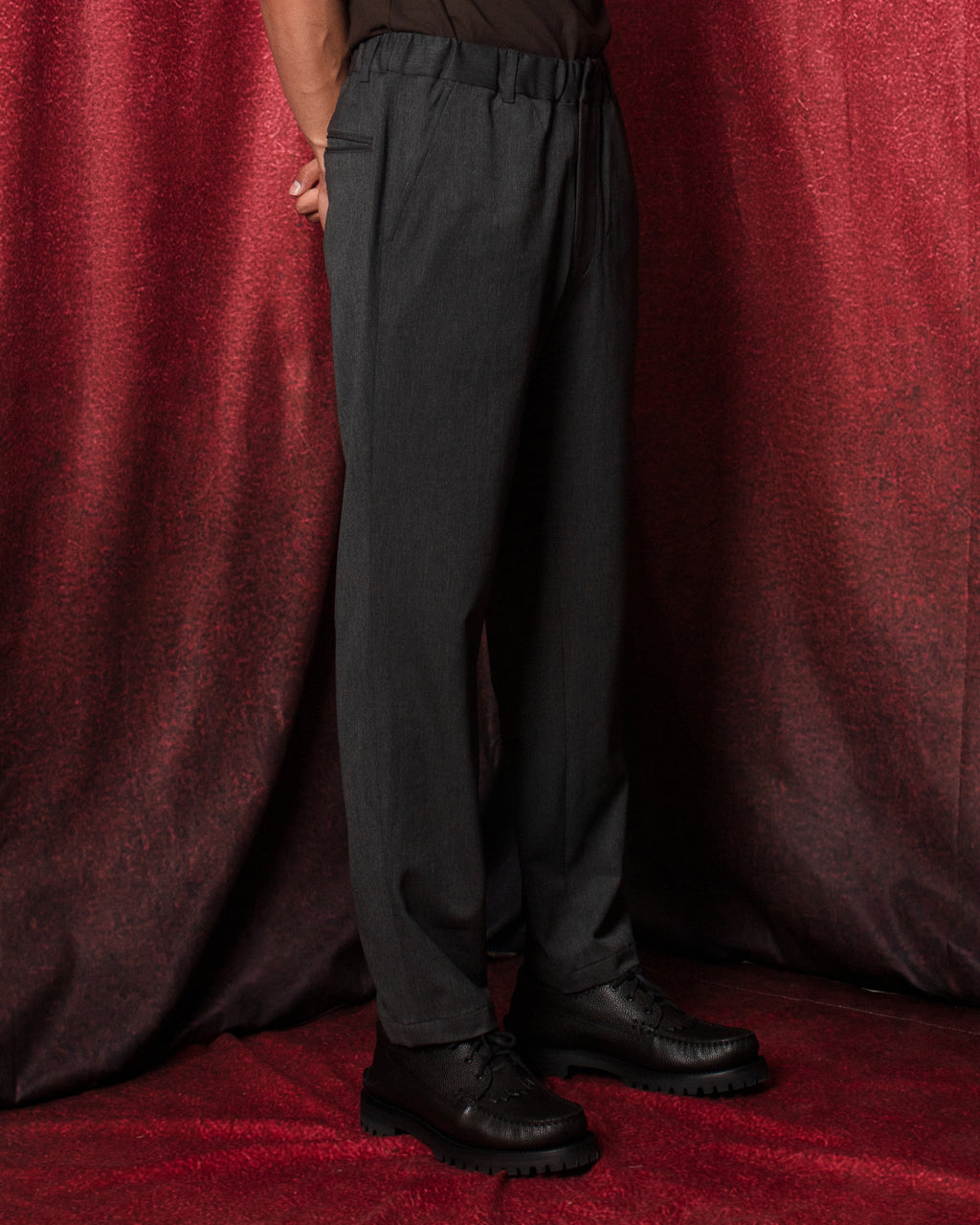 Twill Stretch Tapered Easy Pants Charcoal