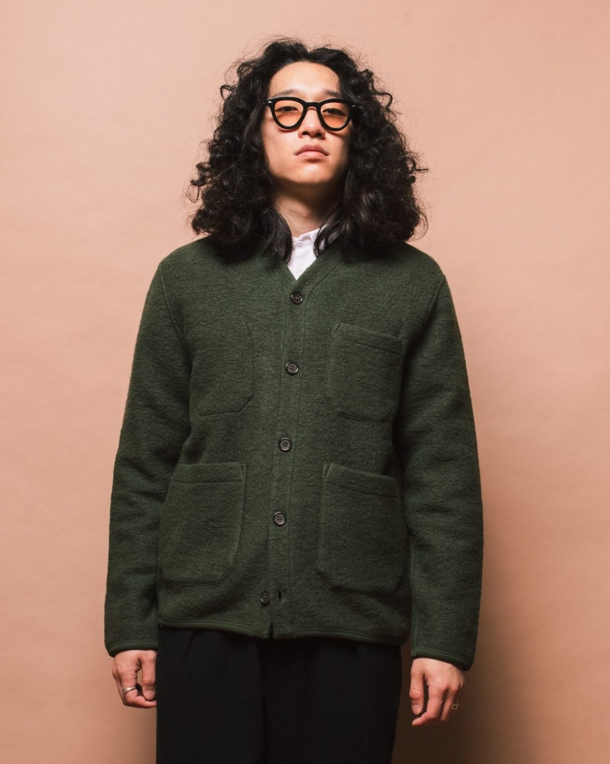 Wool Fleece Cardigan - Olive