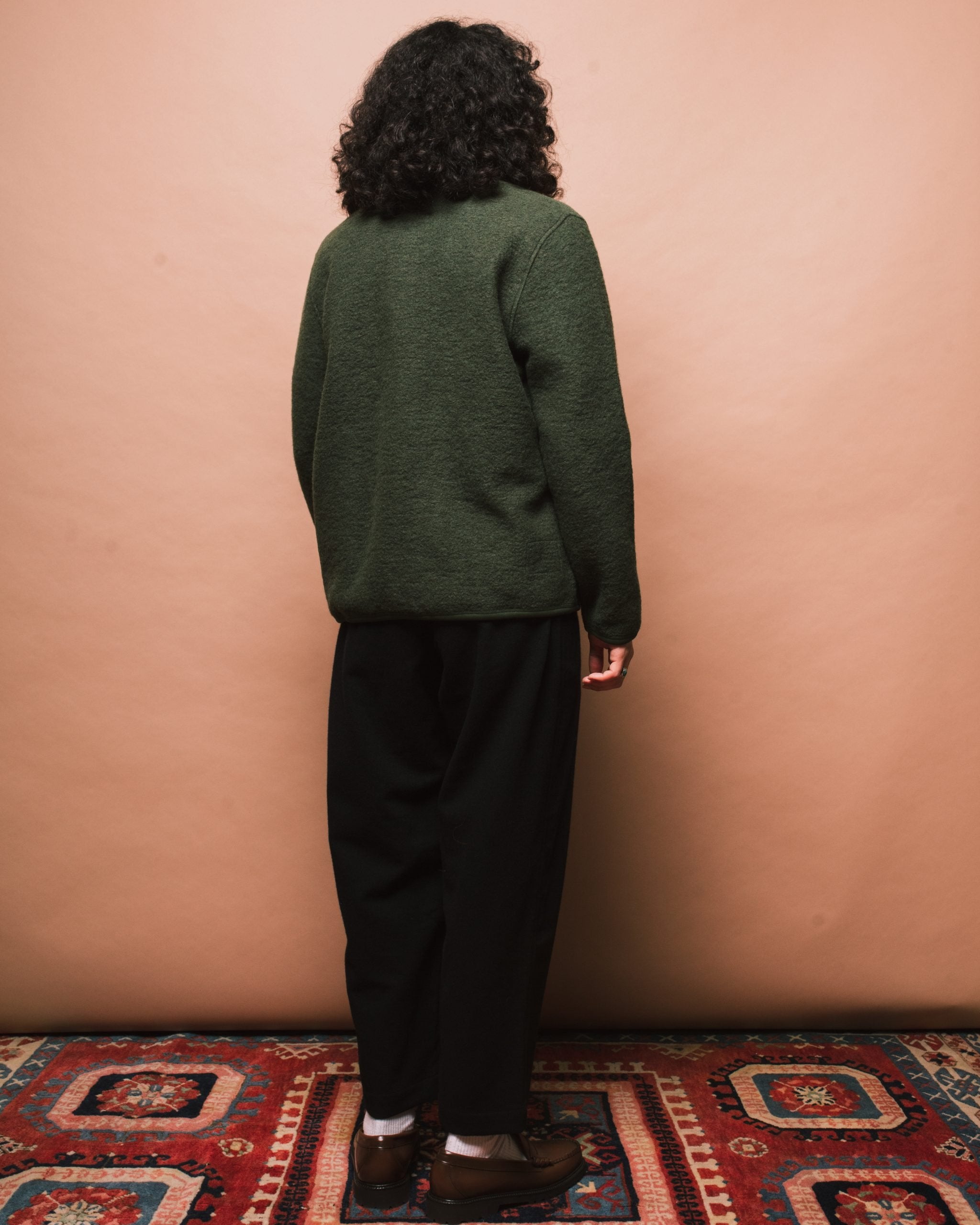 Wool Fleece Cardigan - Olive