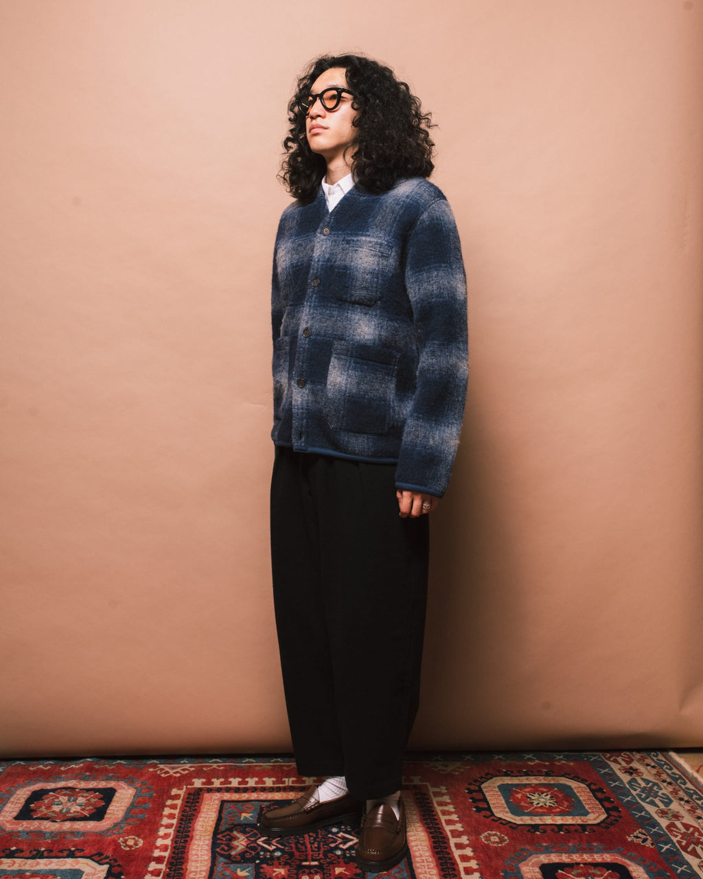 Fresco Fleece Cardigan - Navy/ Grey