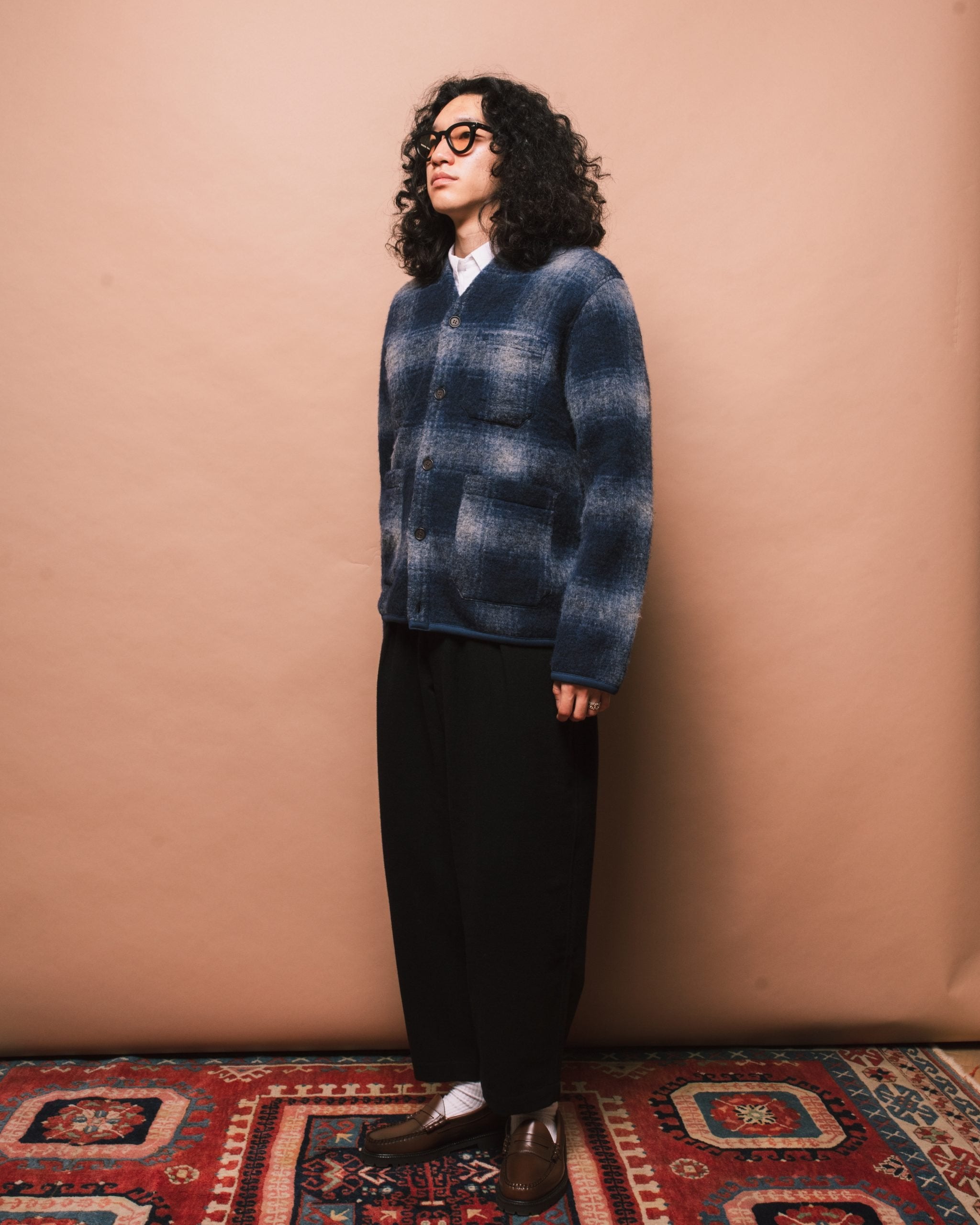 Fresco Fleece Cardigan - Navy/ Grey