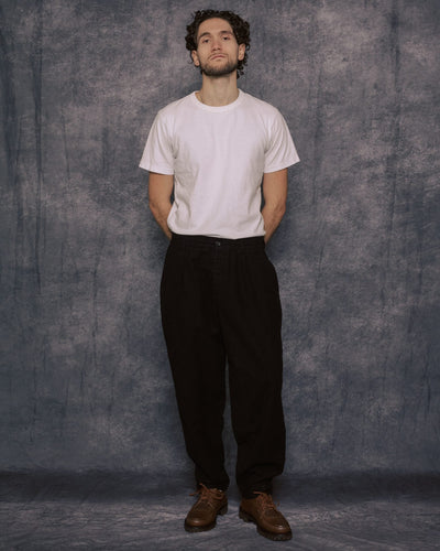 Pleated Track Pant Black Comfort Moleskin