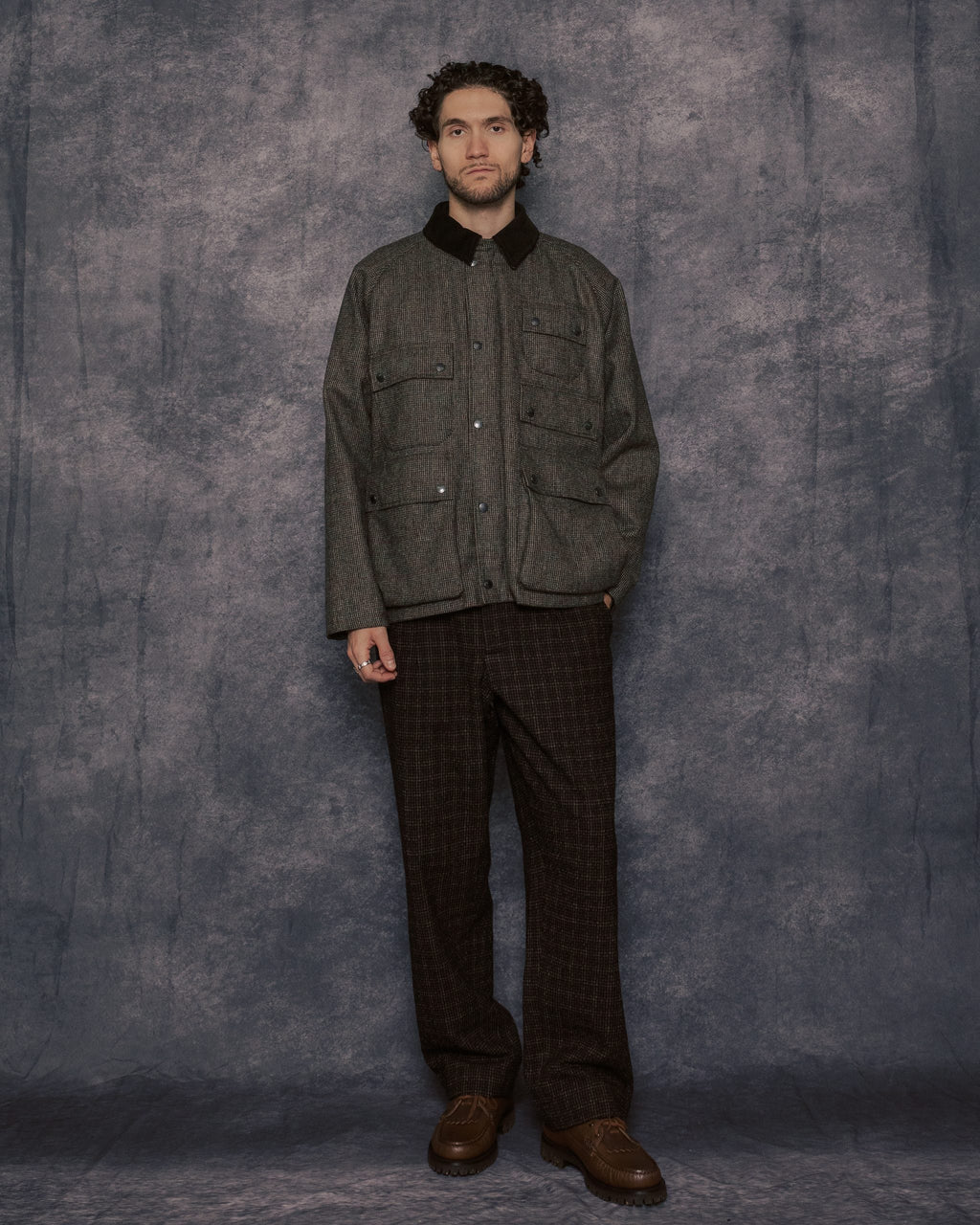 Editor Wool Jacket Olive Check