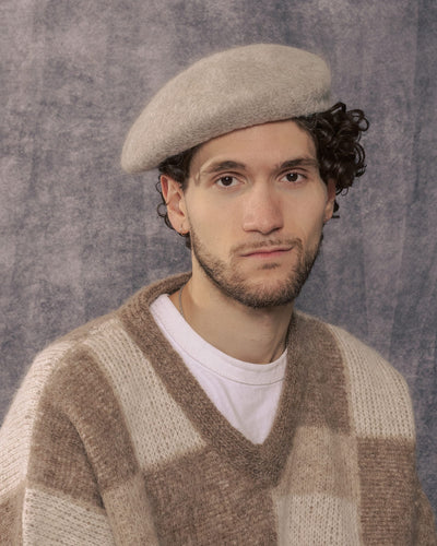 Mohair Mix Beret Off White